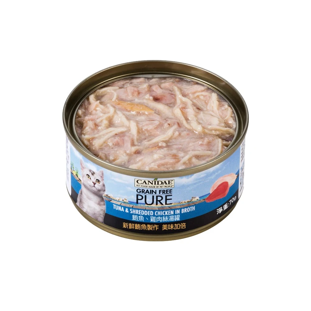 【CANIDAE良善】無穀貓主食罐｜鮪魚、雞肉絲湯罐70g｜24入
