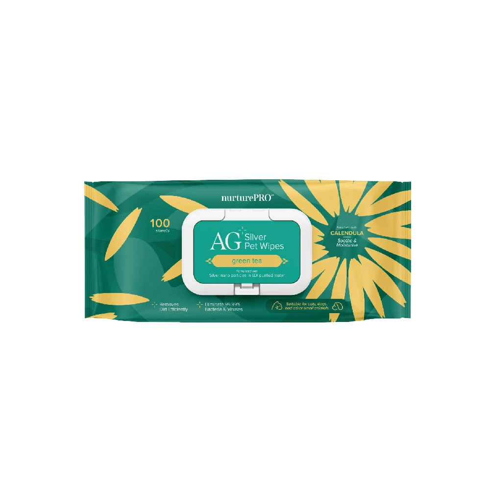 【天然密碼】銀離子寵物濕紙巾10/100抽 綠茶