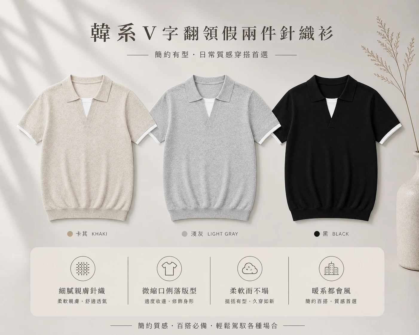 韓系針織假兩件