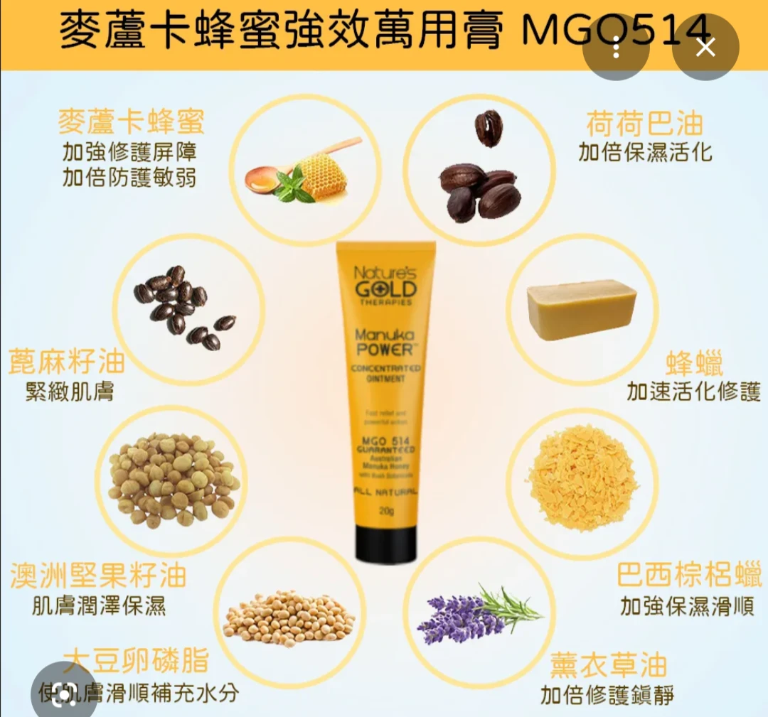 【Nature’s Gold】麥蘆卡蜂蜜強效萬用膏｜MGO514  20g （1入/3入）
