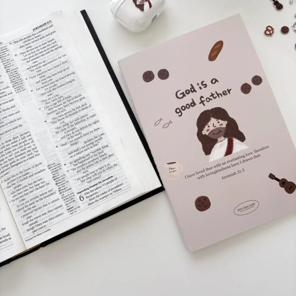 [筆記本+耶穌手繪書籤] God is a good father耶穌手繪款筆記本+超可愛書籤