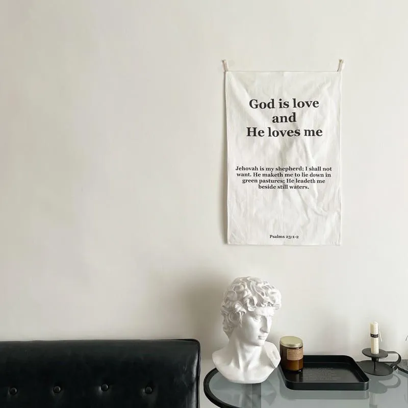 [棉麻質感掛布] god is love耶和華是我的牧者,我必不致缺乏
