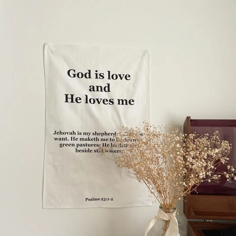 [棉麻質感掛布] god is love耶和華是我的牧者,我必不致缺乏