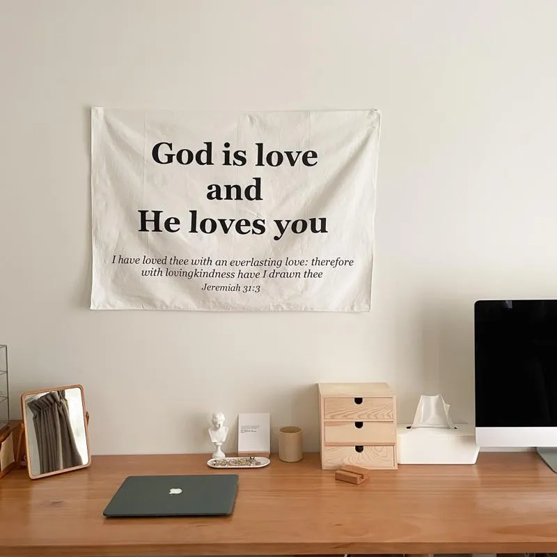[棉麻質感掛布] God is love and he loves you+經文