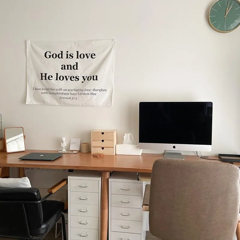 [棉麻質感掛布] God is love and he loves you+經文