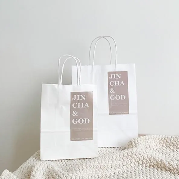 [禮物紙袋]JIN CHA GOD品牌紙袋 奶茶色搭配純白底 質感禮物紙袋