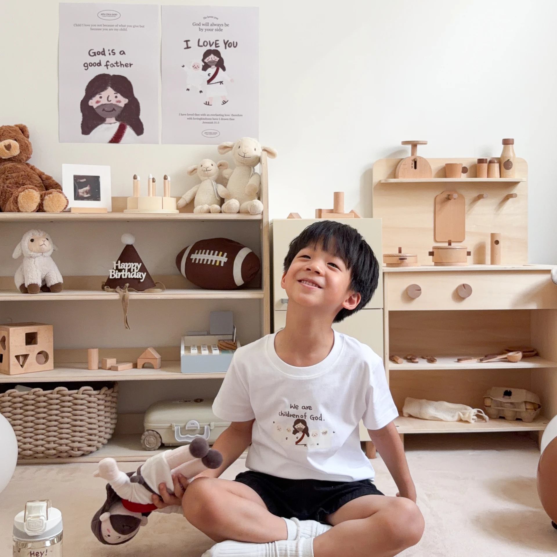 [純棉T恤]We are children of God耶穌插畫純棉兒童T恤