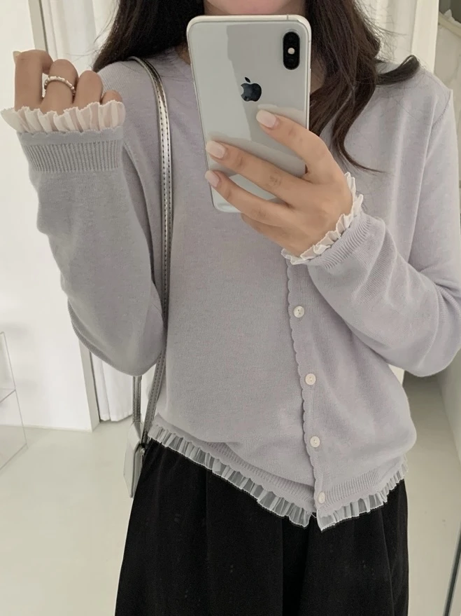 蕾絲拼接針織衫