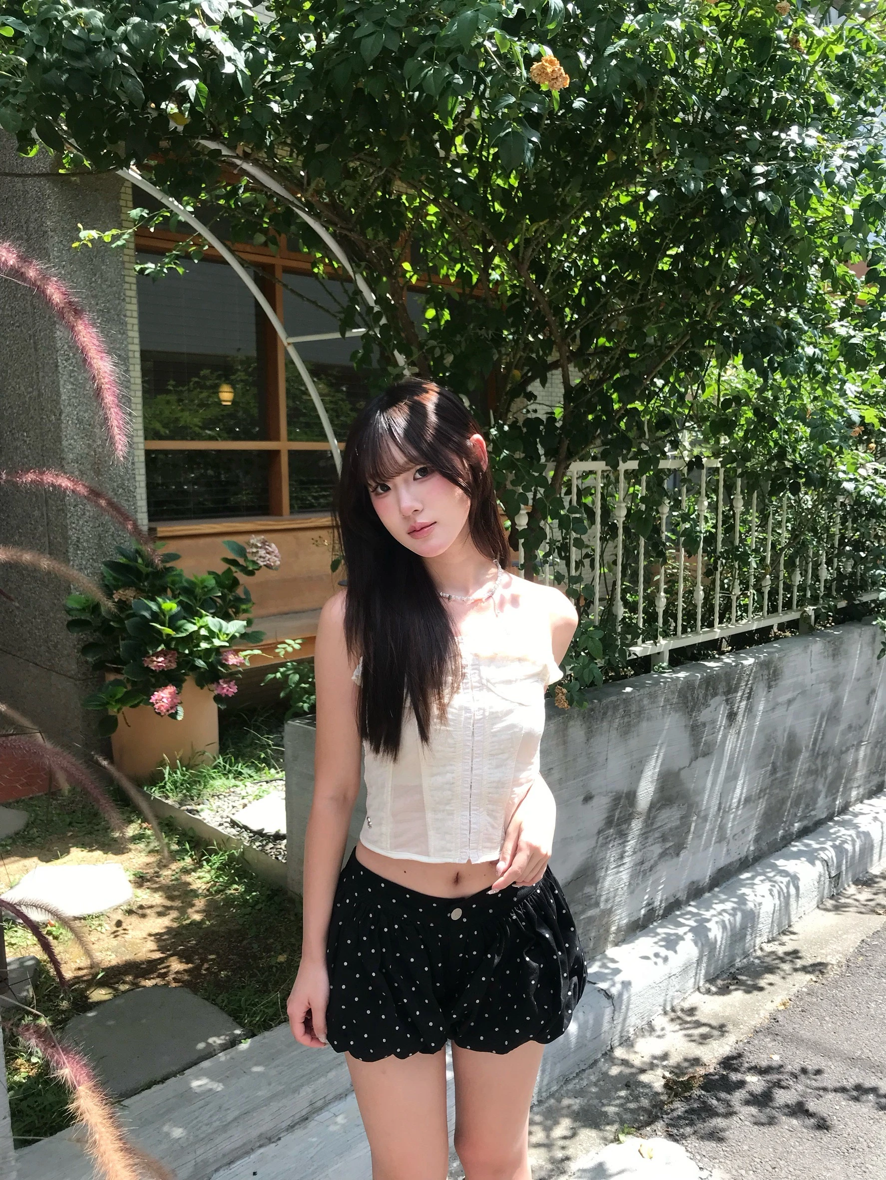 波點花苞褲裙