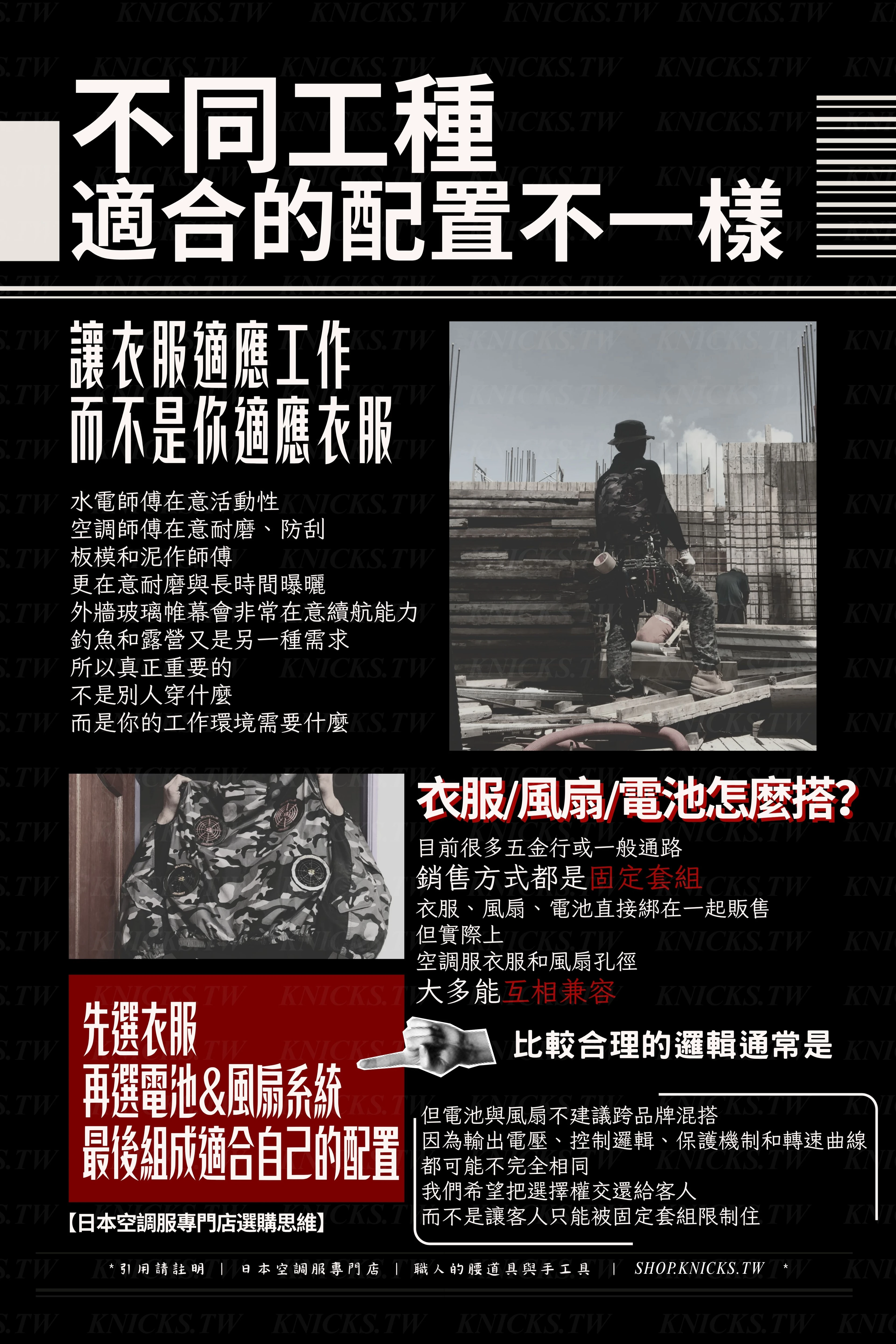 不同工種適合的配置不一樣、衣服風扇電池怎麼搭配-日本空調服專門店.jpg