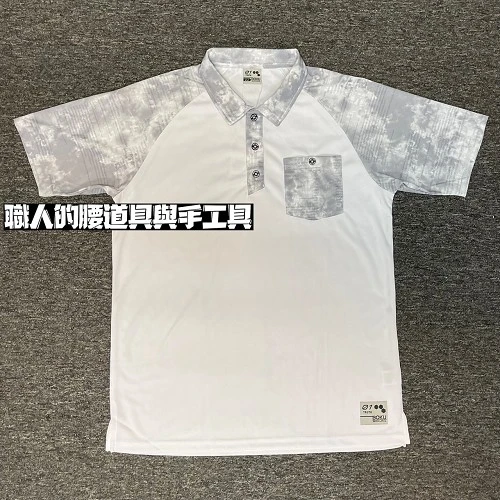 涼感上衣_迷彩袖POLO衫白-LL