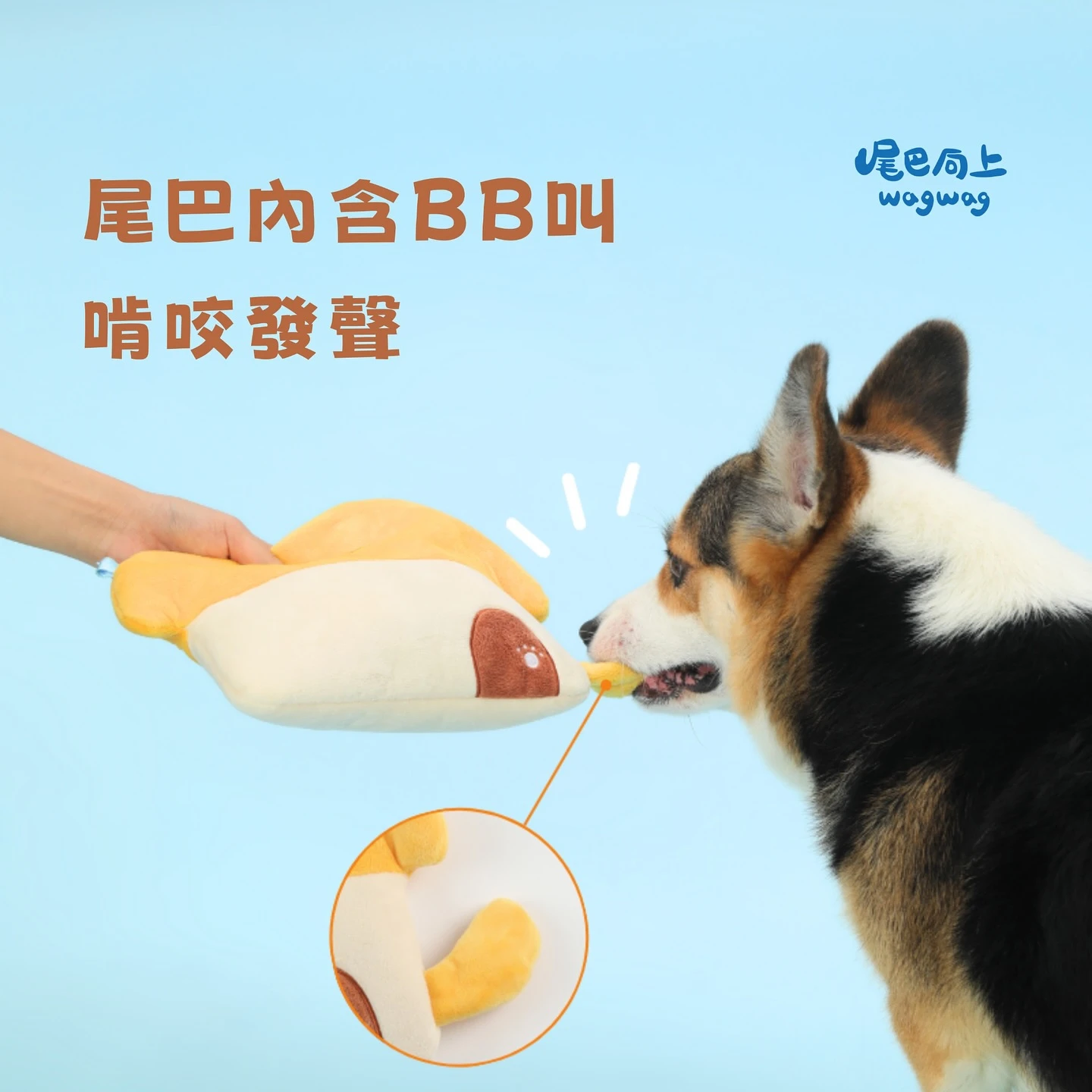 柯基犬咬壓尾巴向上狗狗小屋玩具尾巴BB叫發聲設計