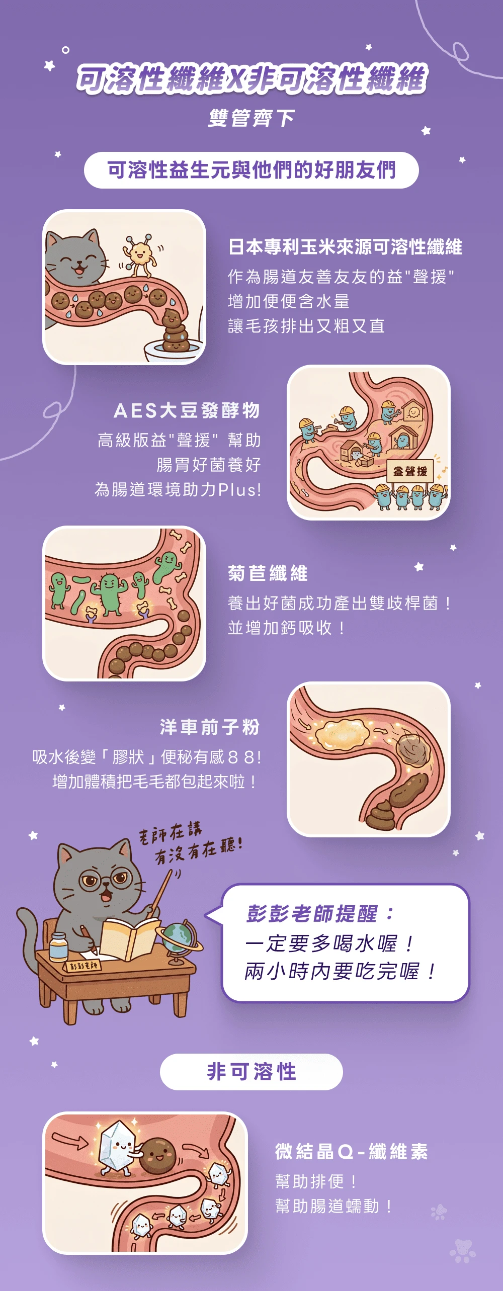 犬貓化毛排毛保健粉可溶性玉米纖維菊芋纖維洋車前子殼與非可溶性纖維介紹
