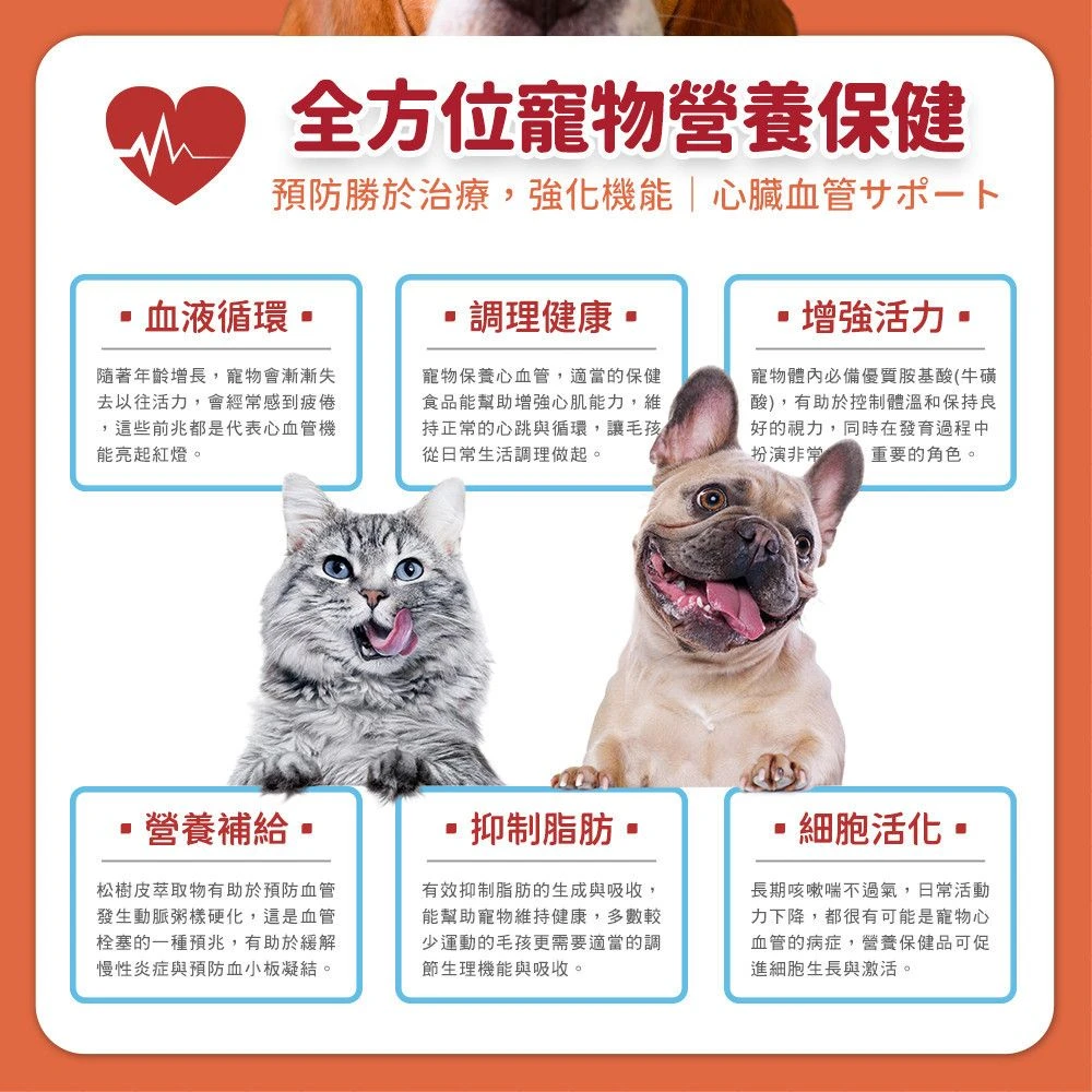 毛孩星球犬貓心血管營養保健血液循環活動力與營養補給介紹