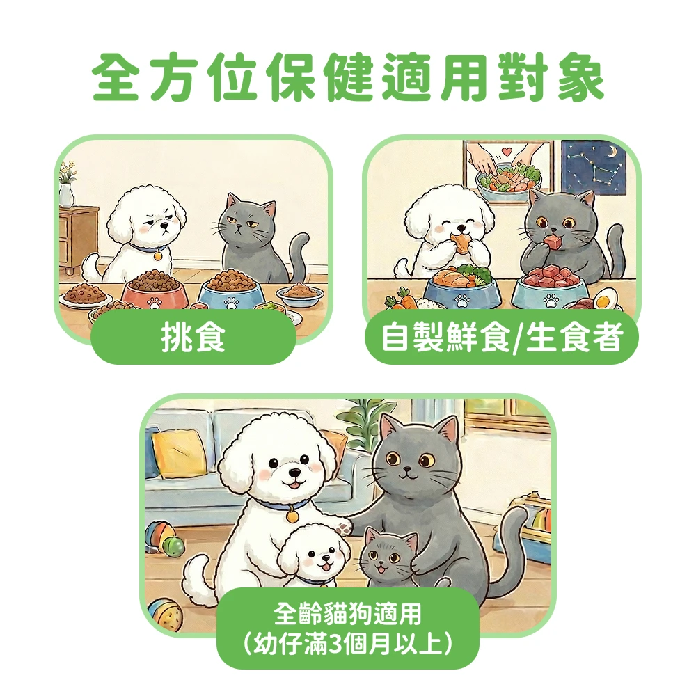 毛孩星球全方位綜合營養保健粉挑食鮮食生食與三個月以上犬貓適用