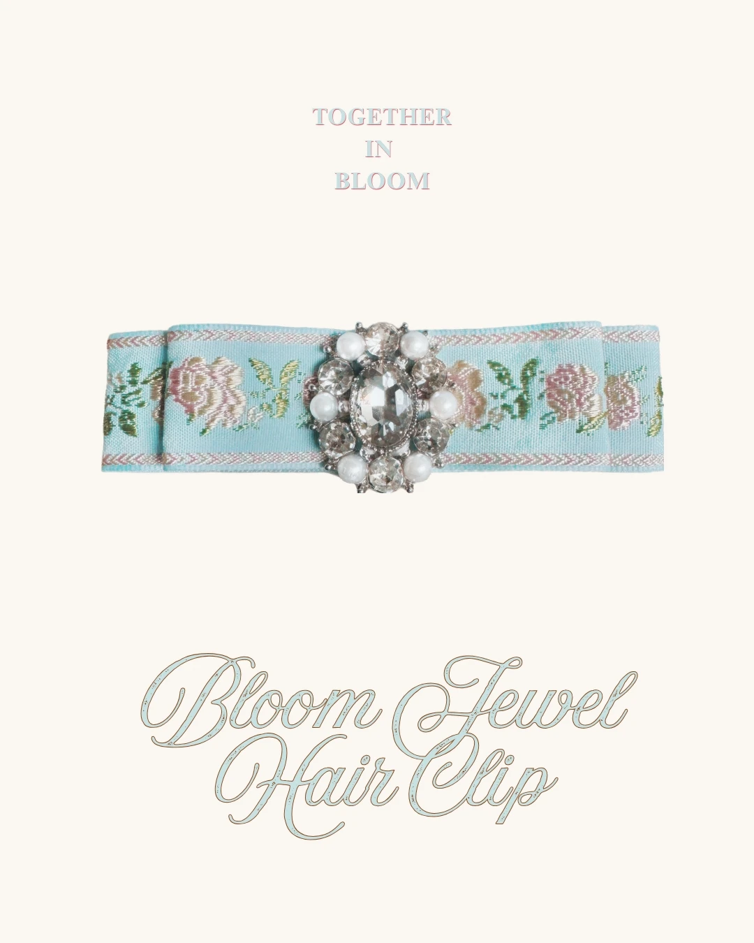 花語寶石髮夾Bloom Jewel Hair Clip｜藍綠花｜人寵同款髮飾