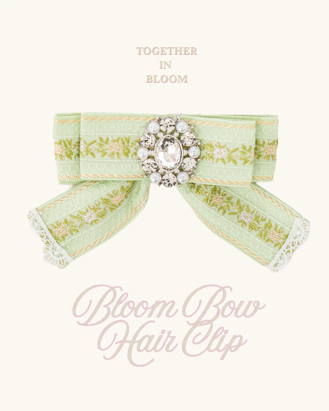 花語蝴蝶結髮夾Bloom Bow Hair Clip｜綠花｜人寵同款髮飾