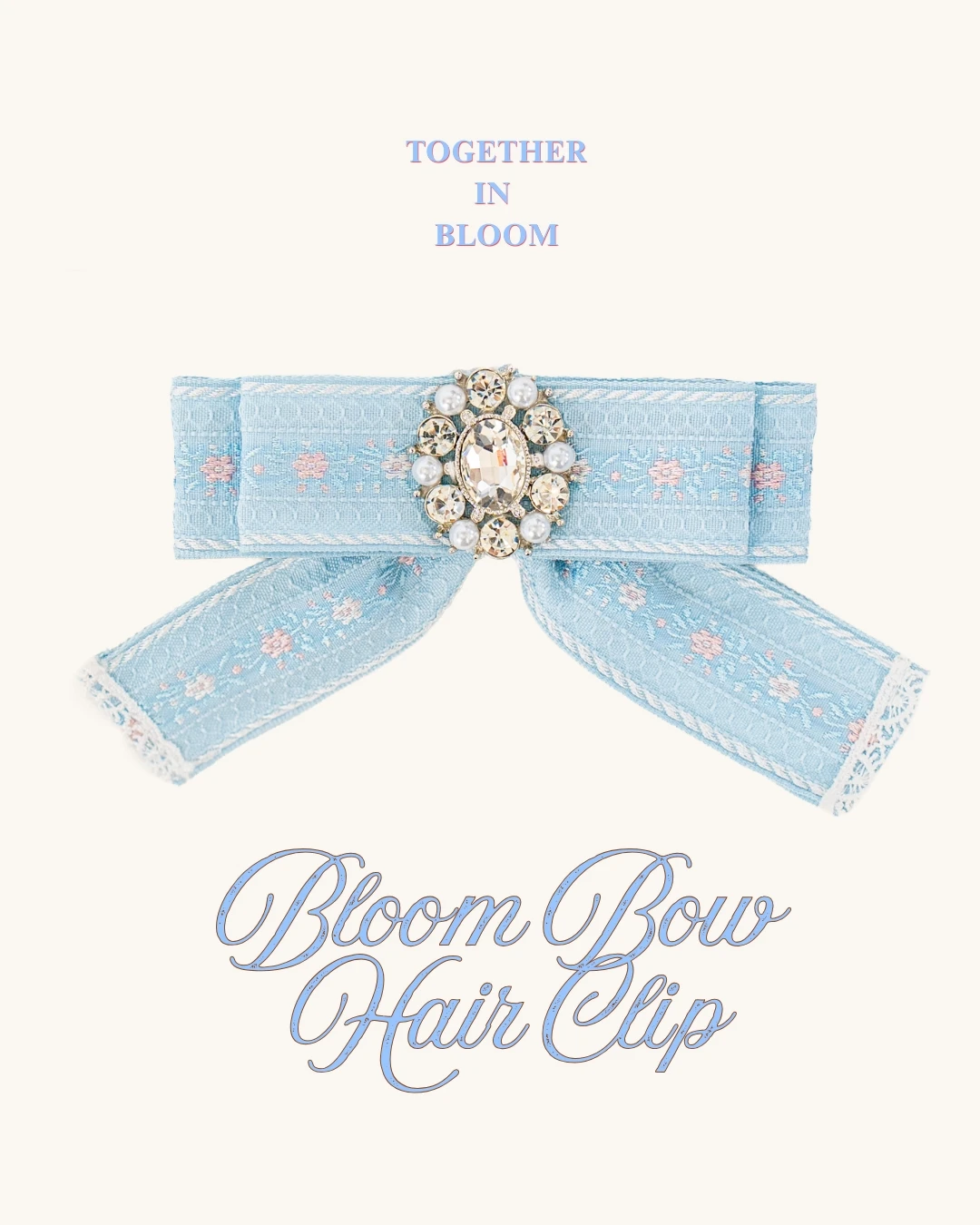 花語蝴蝶結髮夾Bloom Bow Hair Clip｜水藍花｜人寵同款髮飾