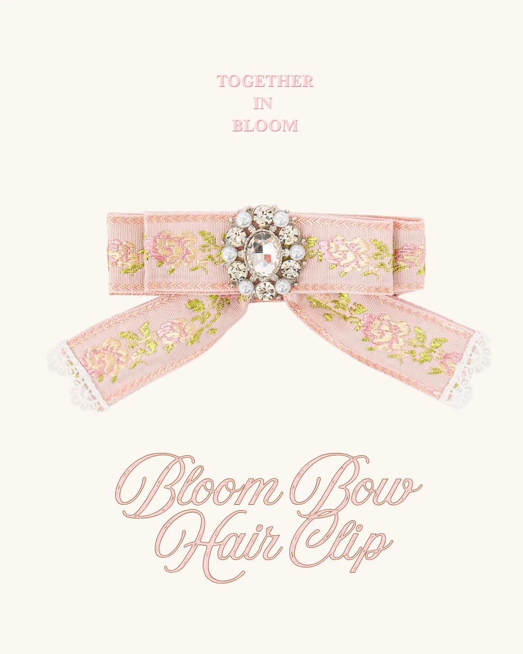 花語蝴蝶結髮夾Bloom Bow Hair Clip｜粉花｜人寵同款髮飾
