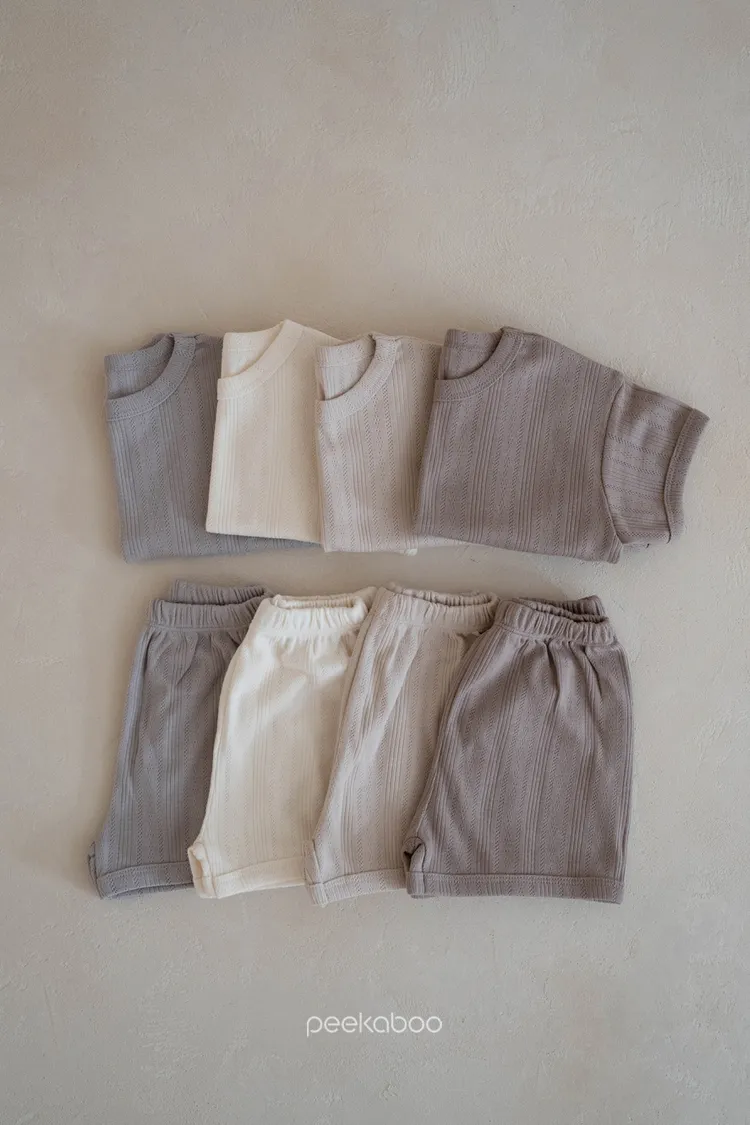 PEK#舒適網眼織紋套裝/4COLORS