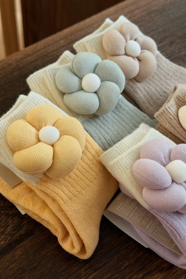 PEK#立體小花襪襪/4COLORS