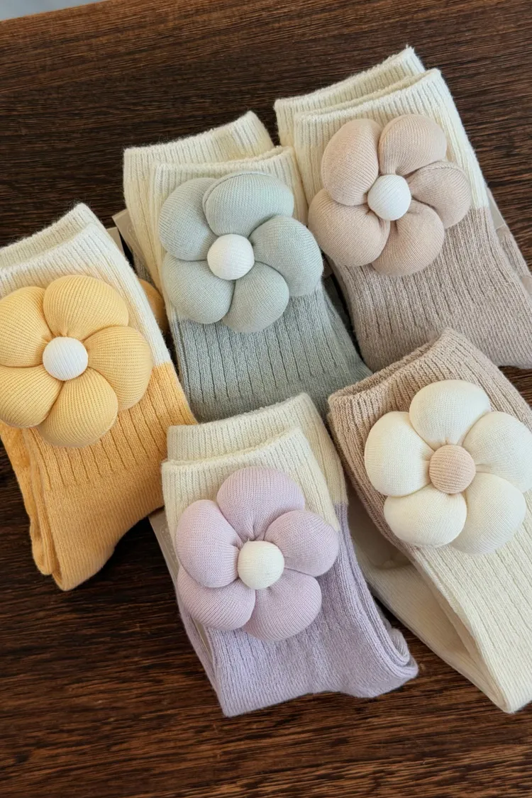 PEK#立體小花襪襪/4COLORS