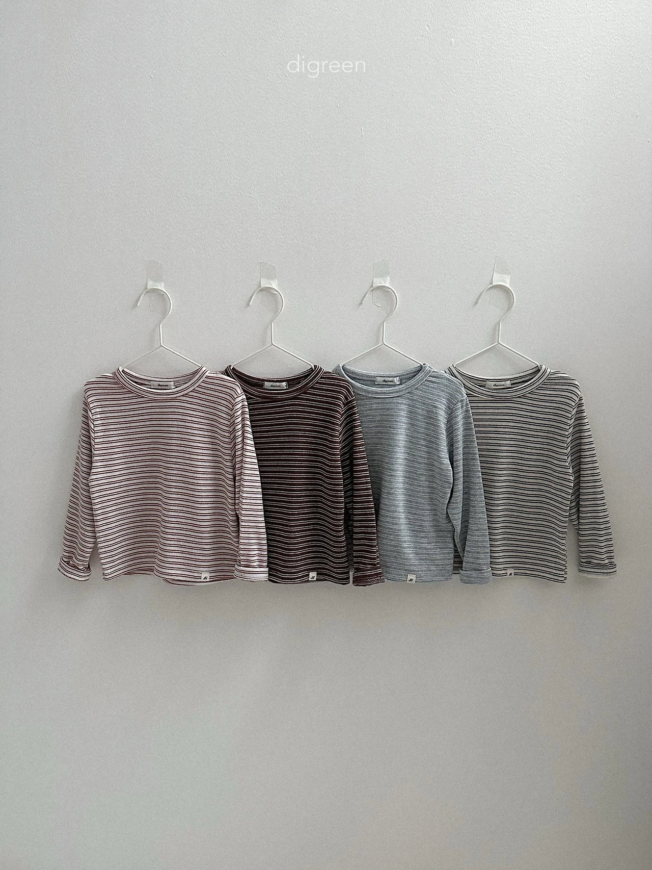 DIGREEN#條紋大圓領T/4COLORS