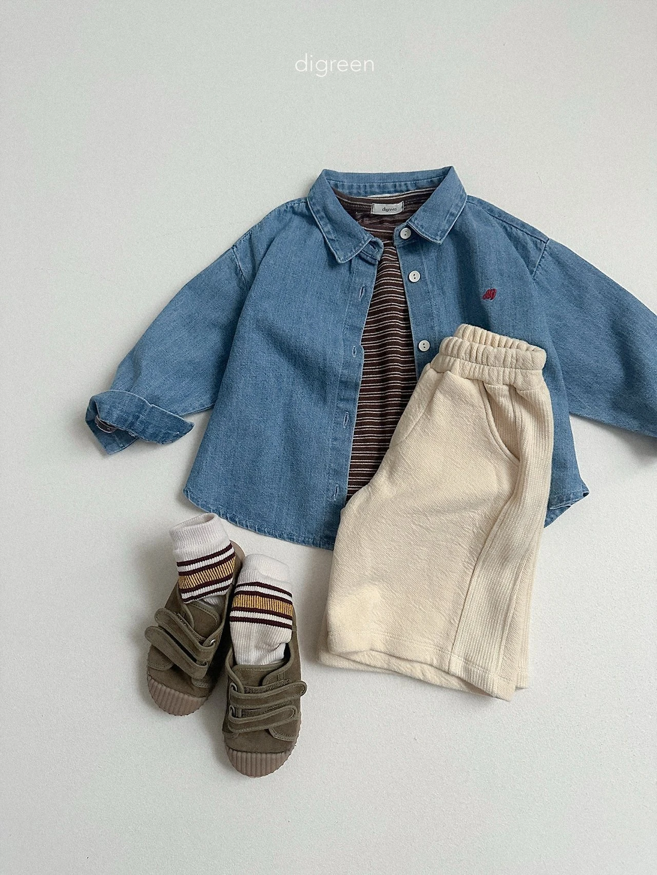 DIGREEN#條紋大圓領T/4COLORS
