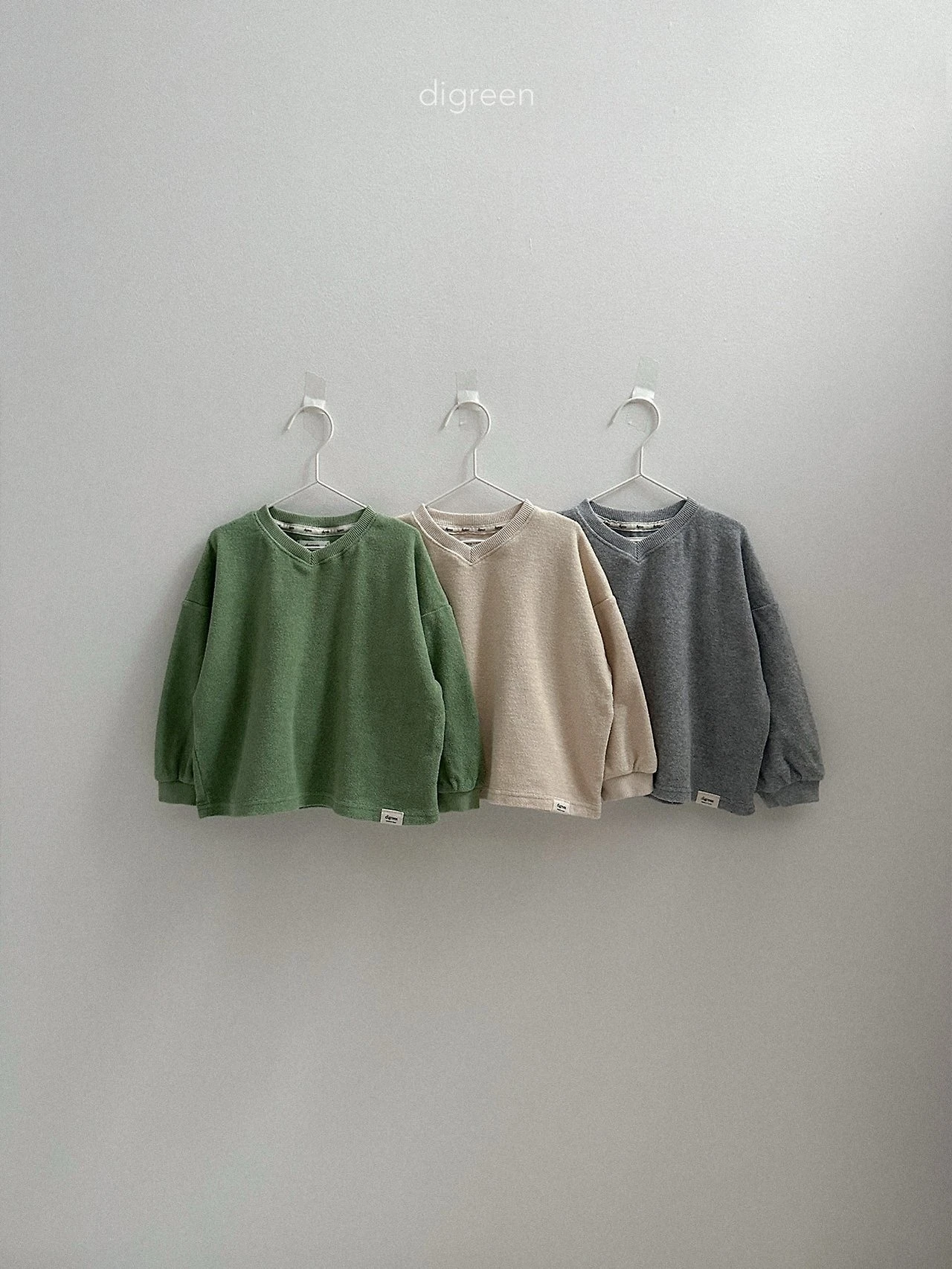 DIGREEN#毛圈布大學T/3COLORS