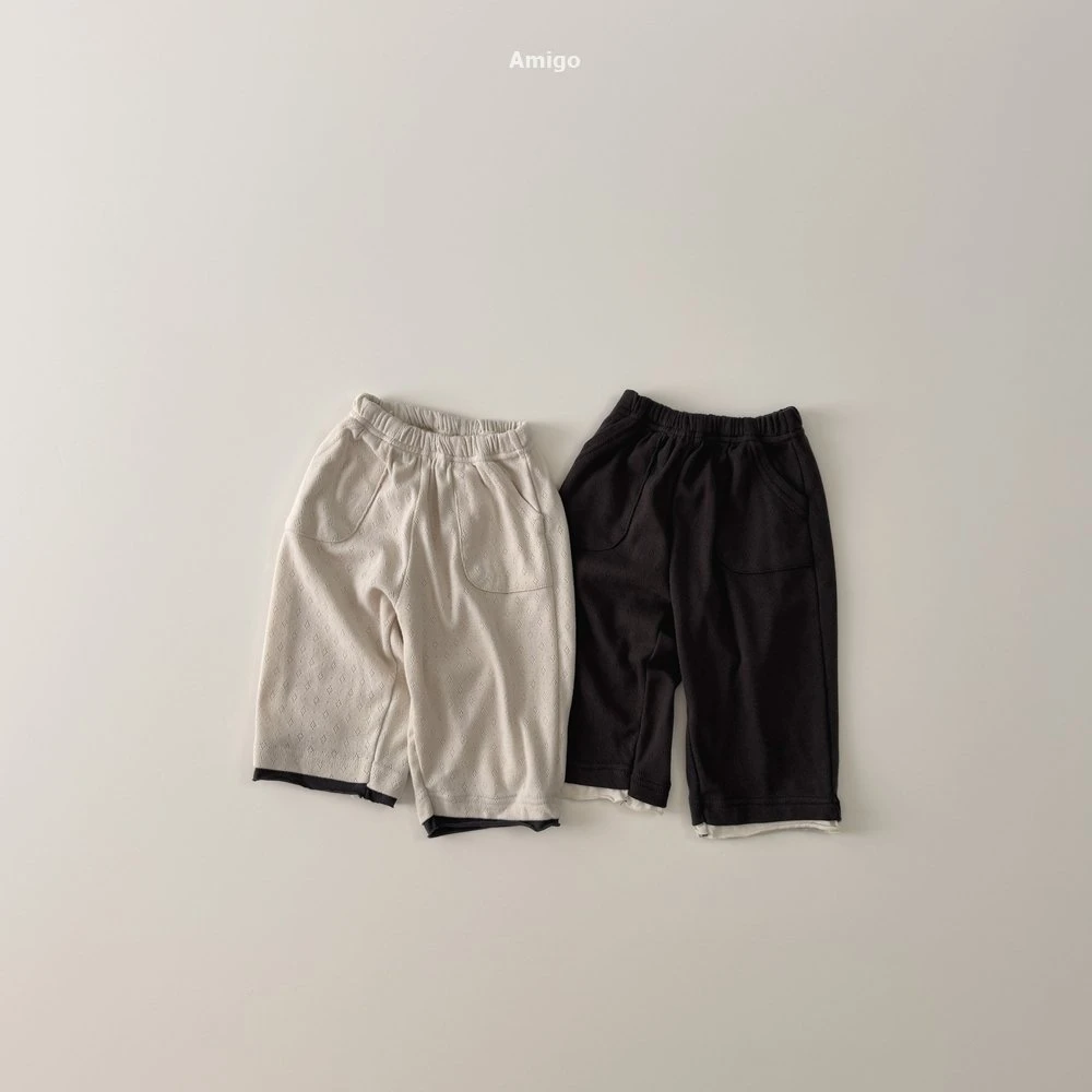 AMIGO#網眼疊穿感休閒褲/2COLORS