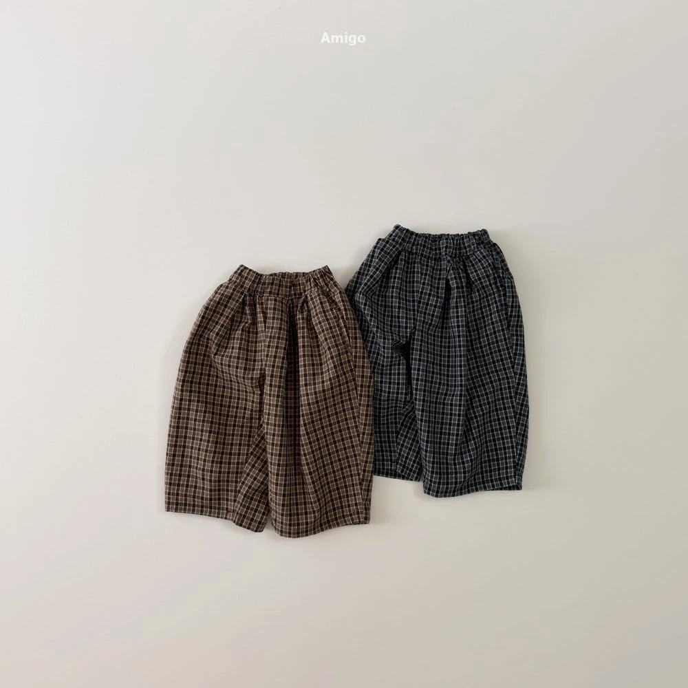 AMIGO#西裝格紋寬褲/2COLORS