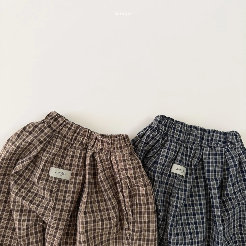 AMIGO#西裝格紋寬褲/2COLORS