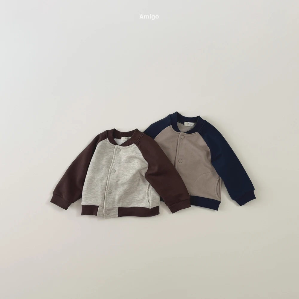 AMIGO#拚色棒球外套/2COLORS