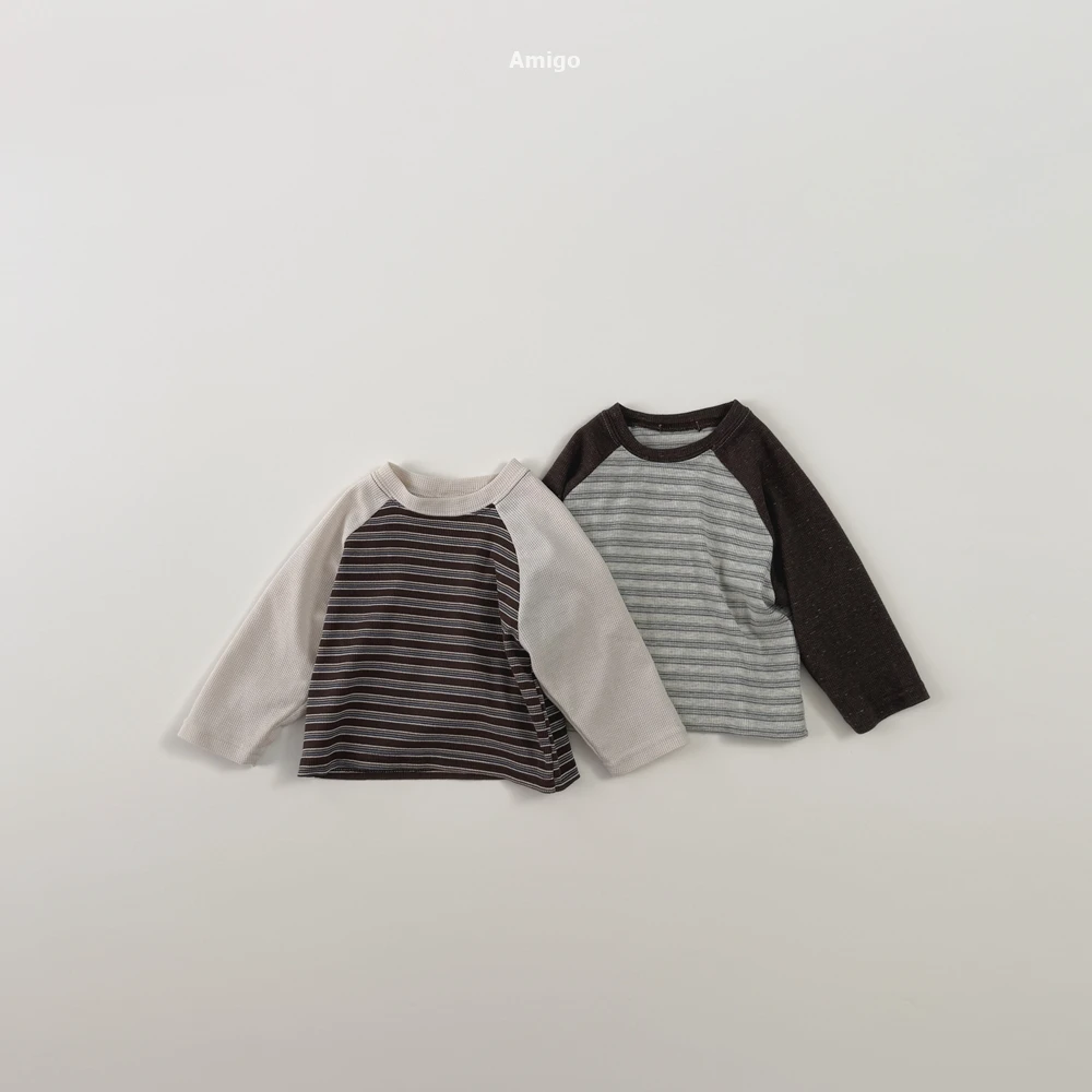 AMIGO#拚色條紋T/2COLORS