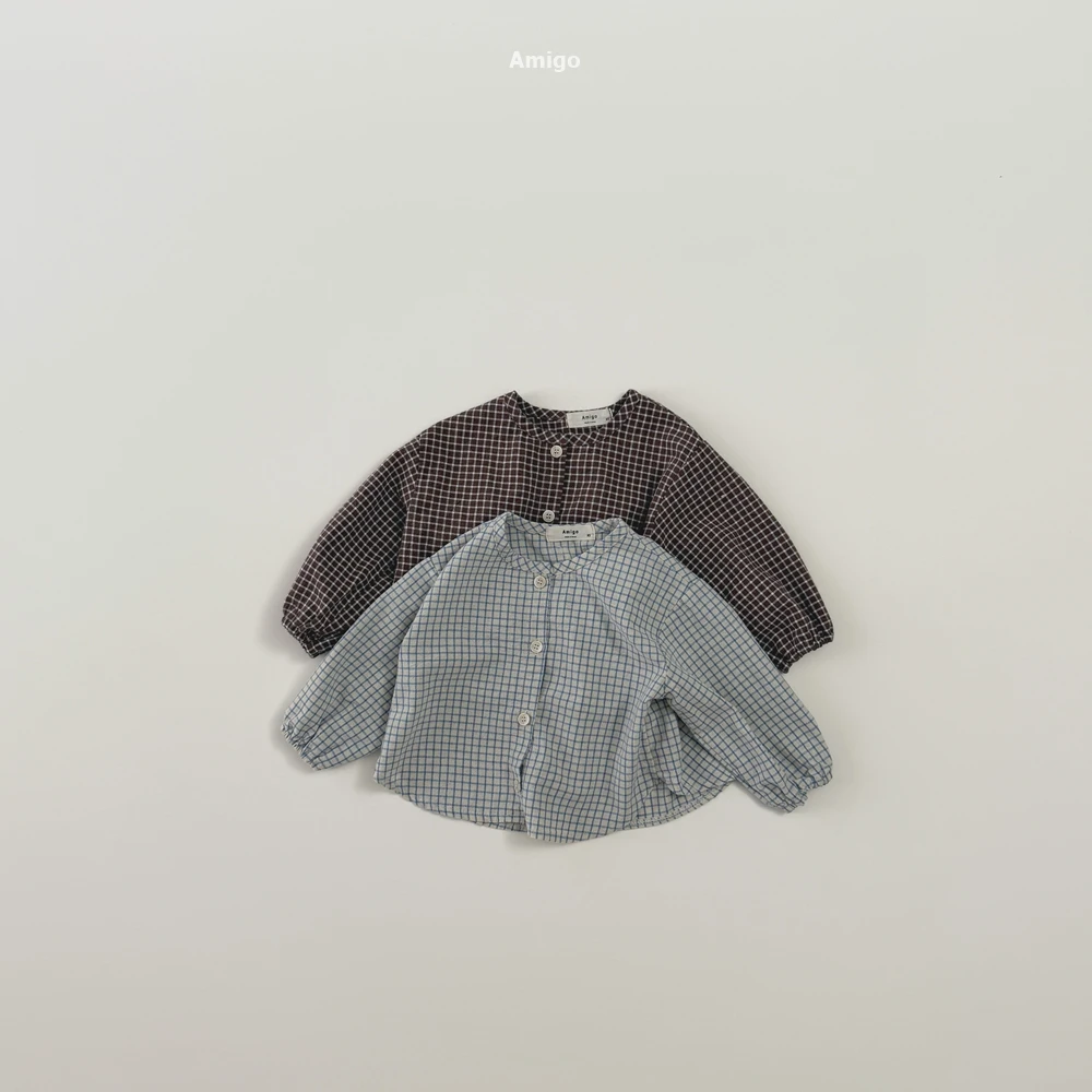 AMIGO#格紋圓領上衣/2COLORS