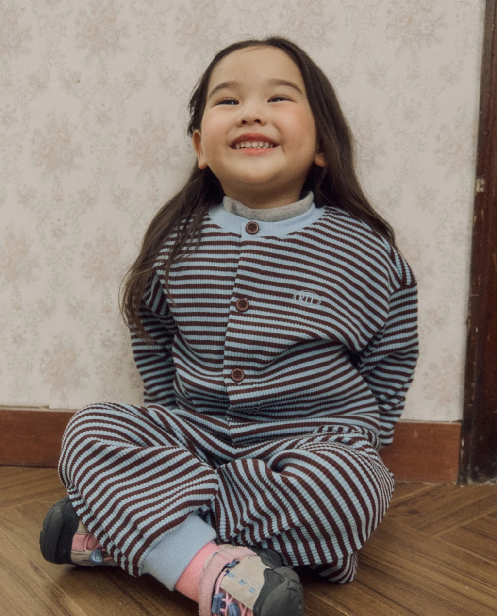 ROTOTO#條紋開衫套裝/藍色
