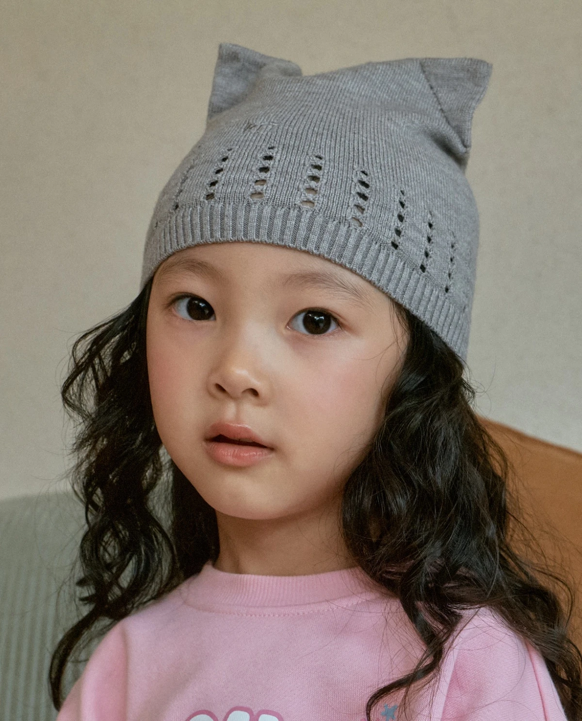 ROTOTO#PETIT CAT毛線帽/灰色