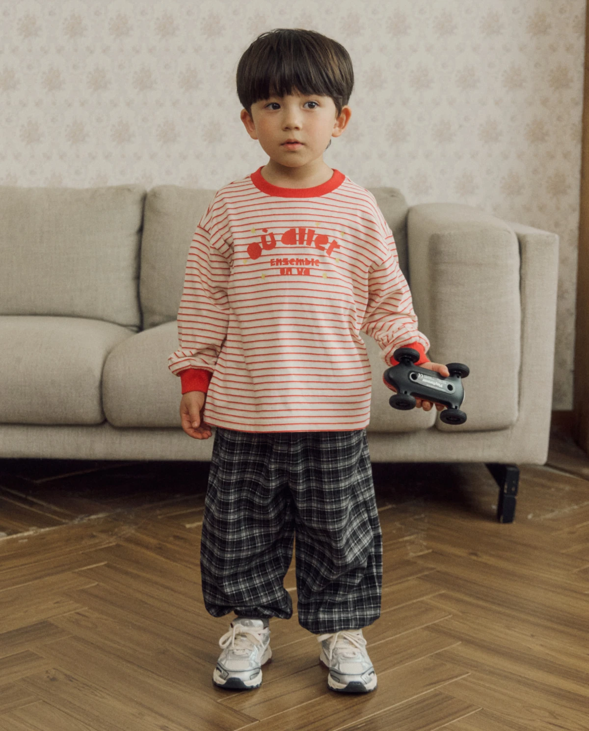 ROTOTO#法蘭絨格紋褲/黑色