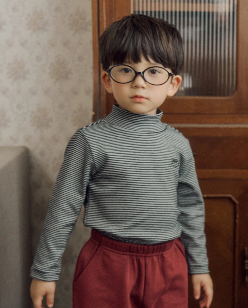 ROTOTO#條紋高領內搭/黑色