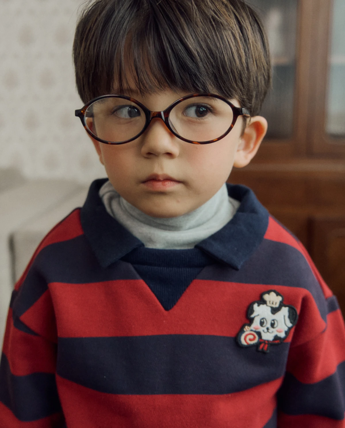 ROTOTO#寬條紋童趣T/紅色