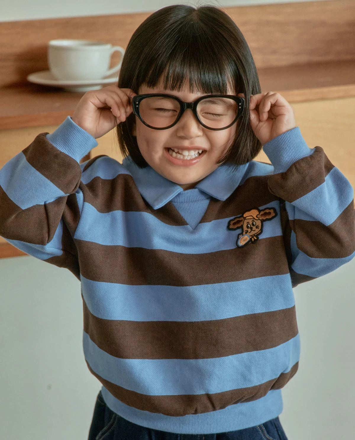 ROTOTO#寬條紋童趣T/藍色