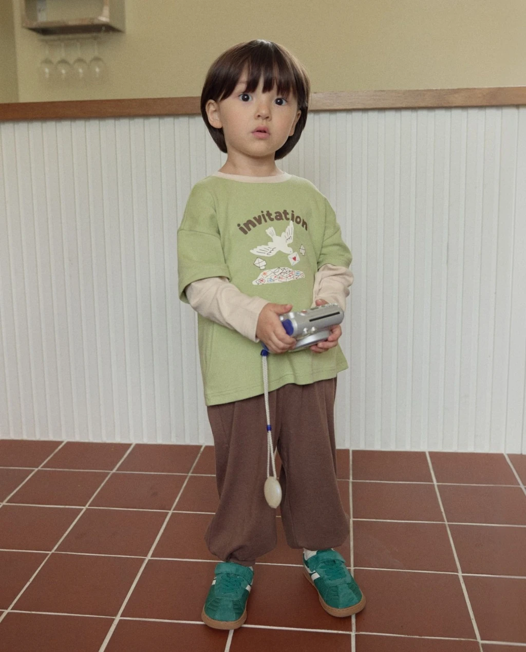 ROTOTO#莫代爾童趣印花套裝/橄欖綠