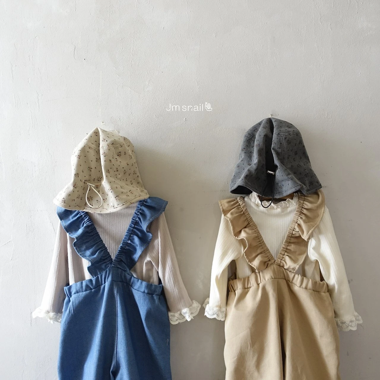 JS#褶邊背帶褲/2COLORS
