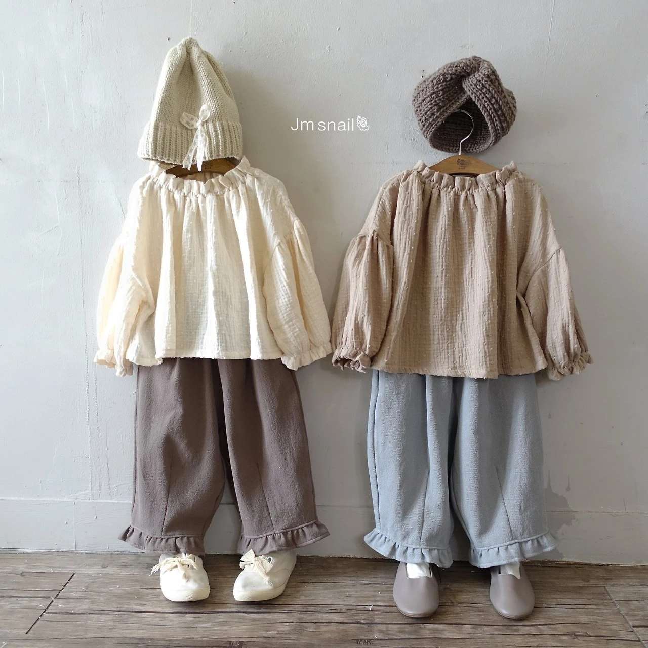 JS#舒適荷葉束口上衣/2COLORS