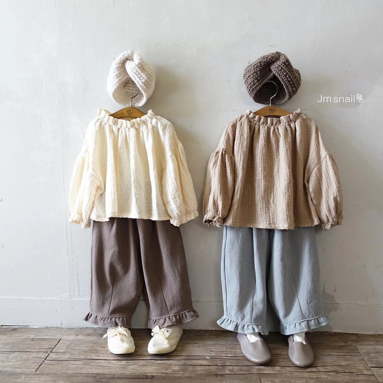 JS#舒適荷葉束口上衣/2COLORS