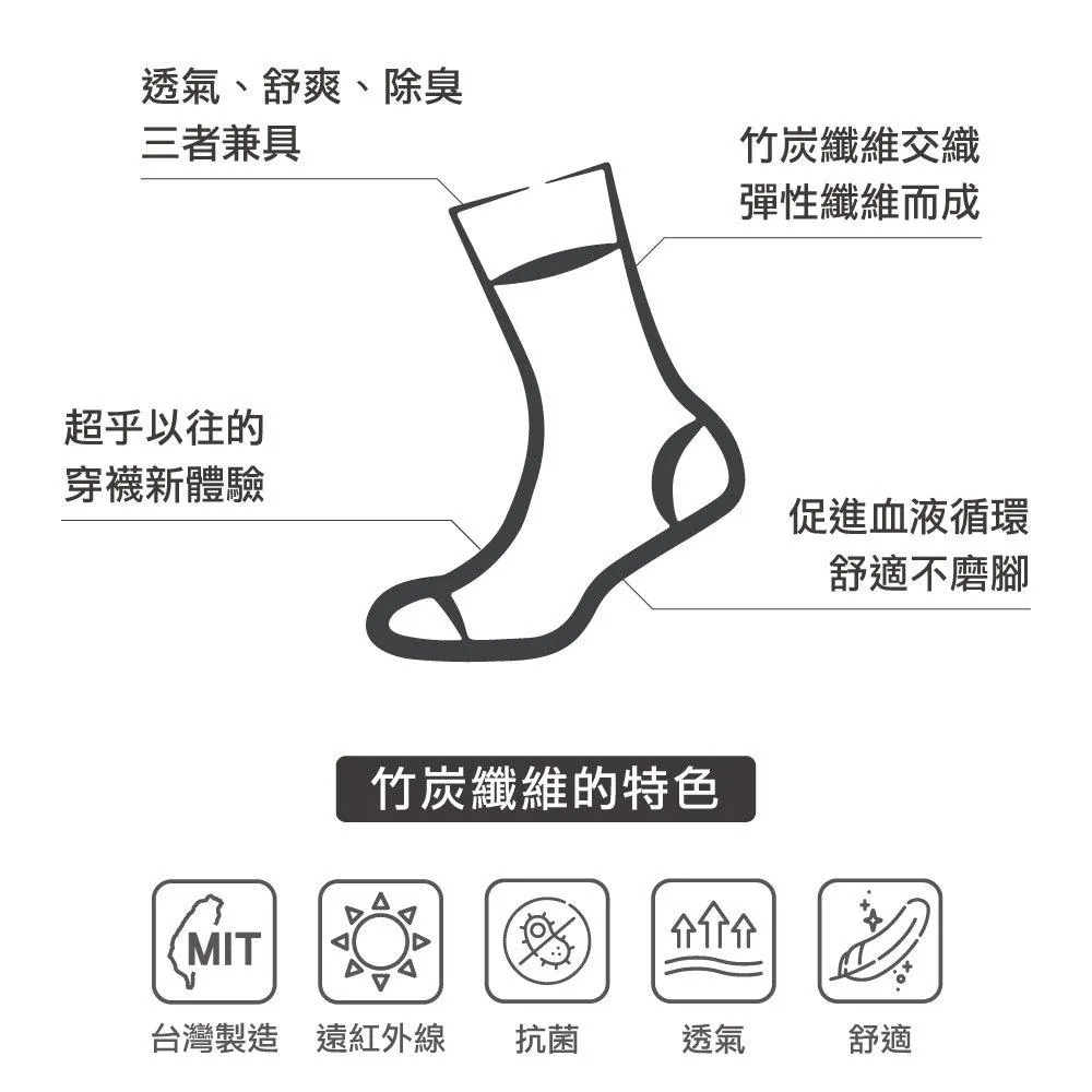 【皇家竹炭】 YT 竹炭男短毛巾襪 黑色