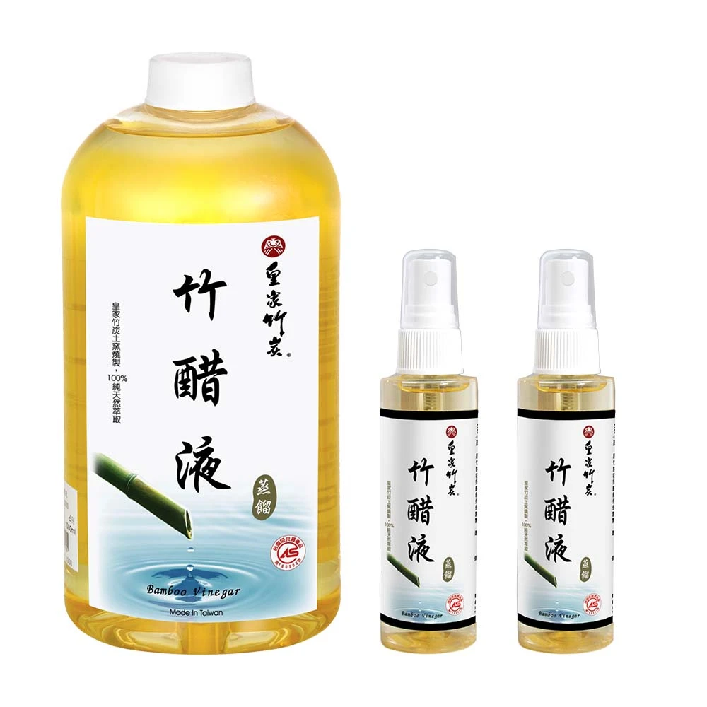 【皇家竹炭】100%蒸餾竹醋液(1000ml)1瓶+蒸餾竹醋液(80ml)2瓶