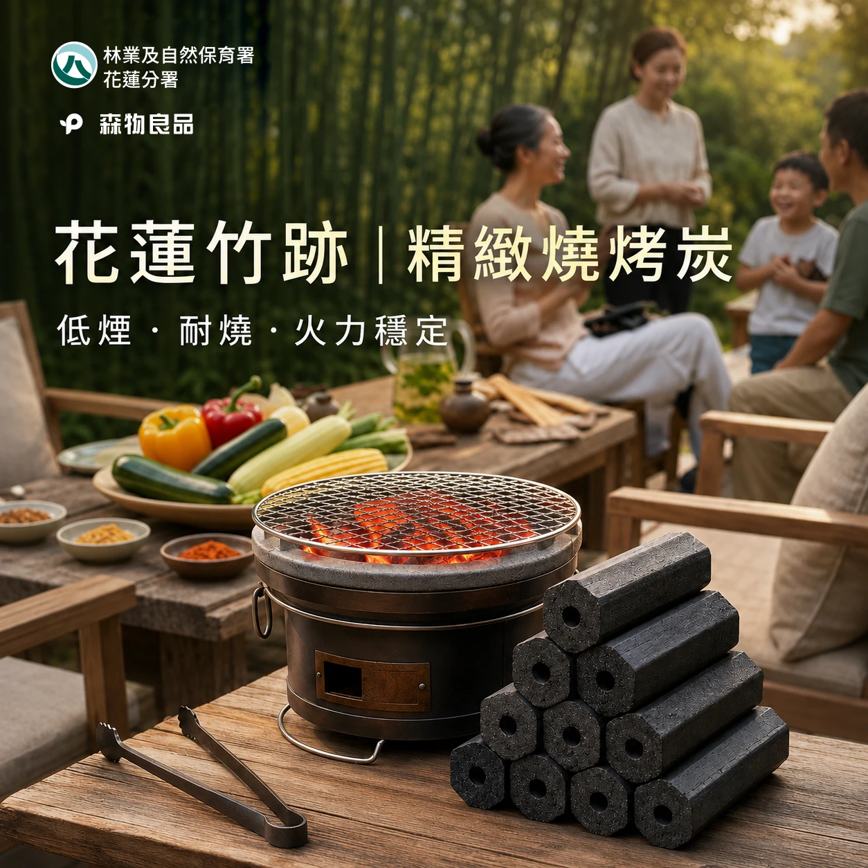 花蓮竹跡 精緻燒烤炭 (3kg/箱)