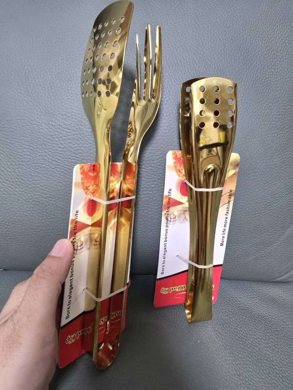 金色加厚不鏽鋼烤肉夾／食品夾