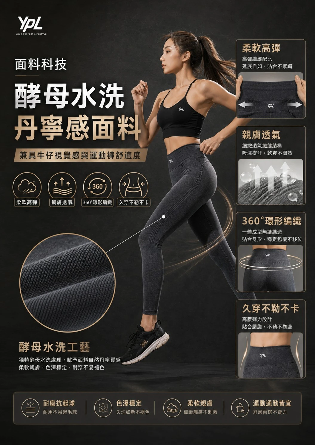 YPL 酵母水洗蜜桃臀牛仔塑身褲【免運】